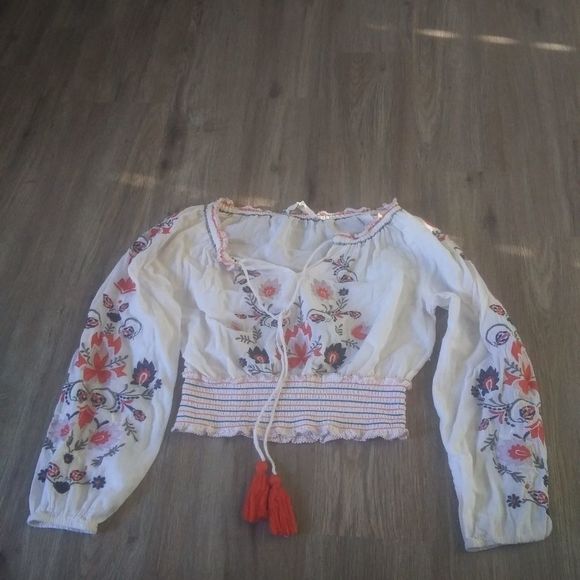 Chelsea & Violet Tops - Chelsea & Violet Embroidered Crop Top